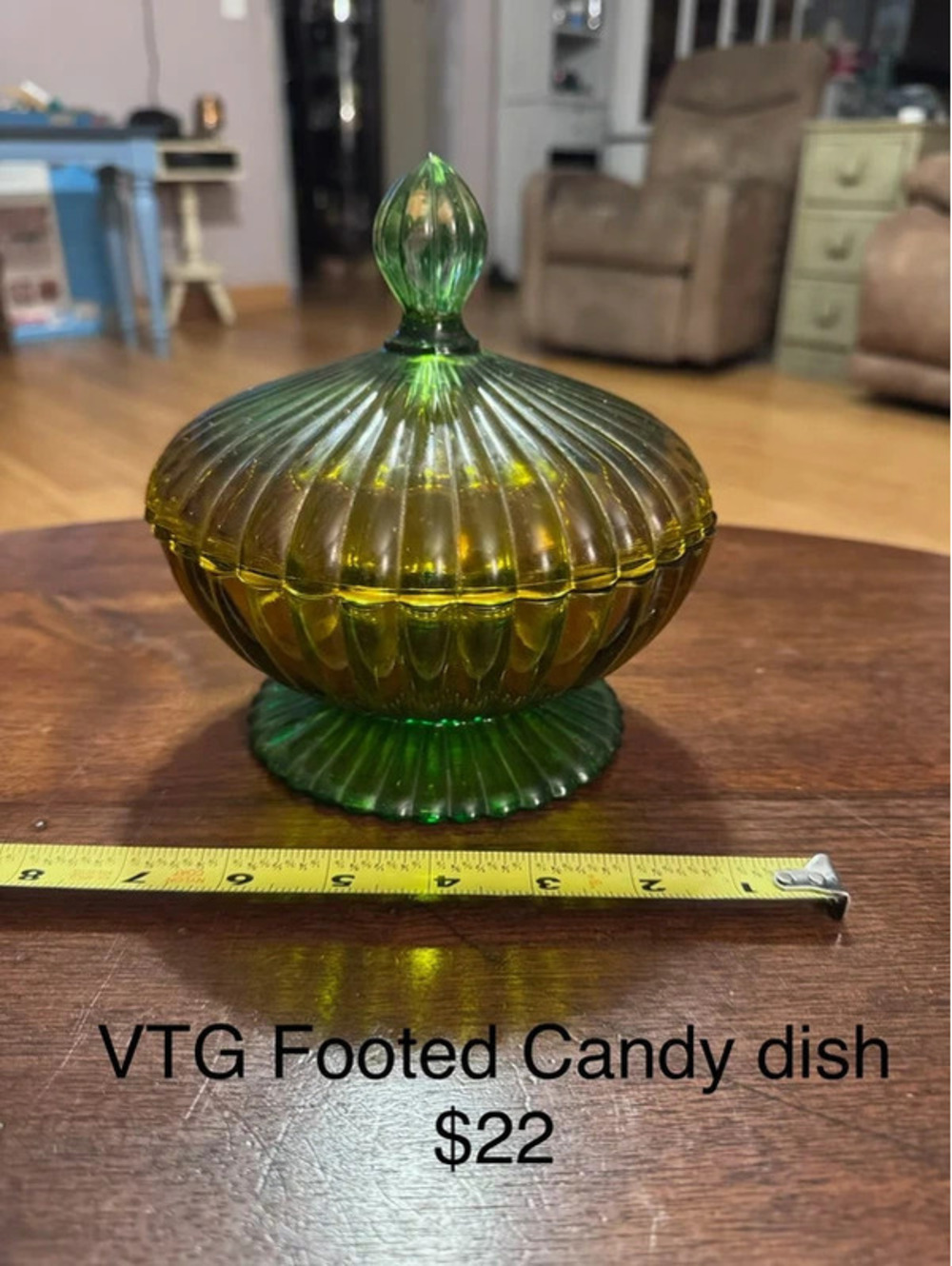 Vintage Green Glass Candy dish